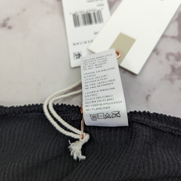 Good American Swim Bottom Women 1 2 S M Small Black Crinkle Bikini Always Cheeky - Picture 9 of 11